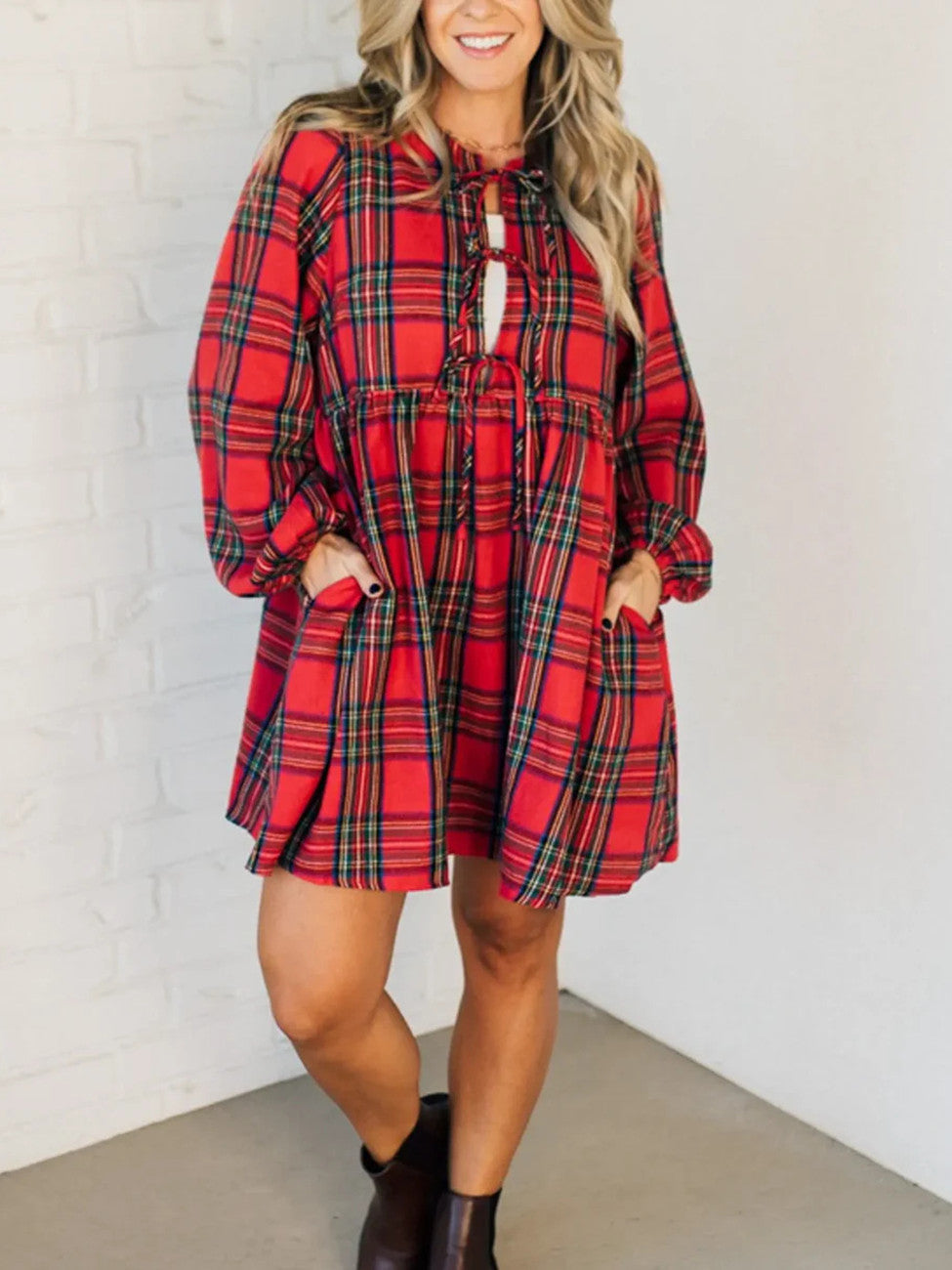Women's Holiday Plaid Mini Dress