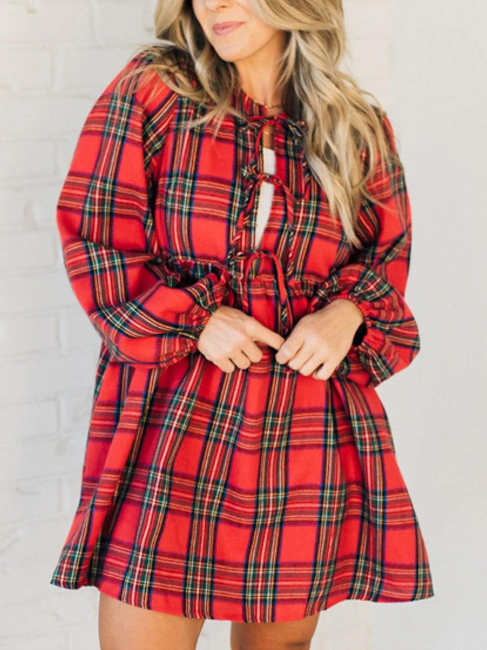 Women's Holiday Plaid Mini Dress