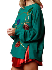Women's Christmas Light Sequin Sweatshirt