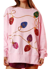 Women's Christmas Light Sequin Sweatshirt