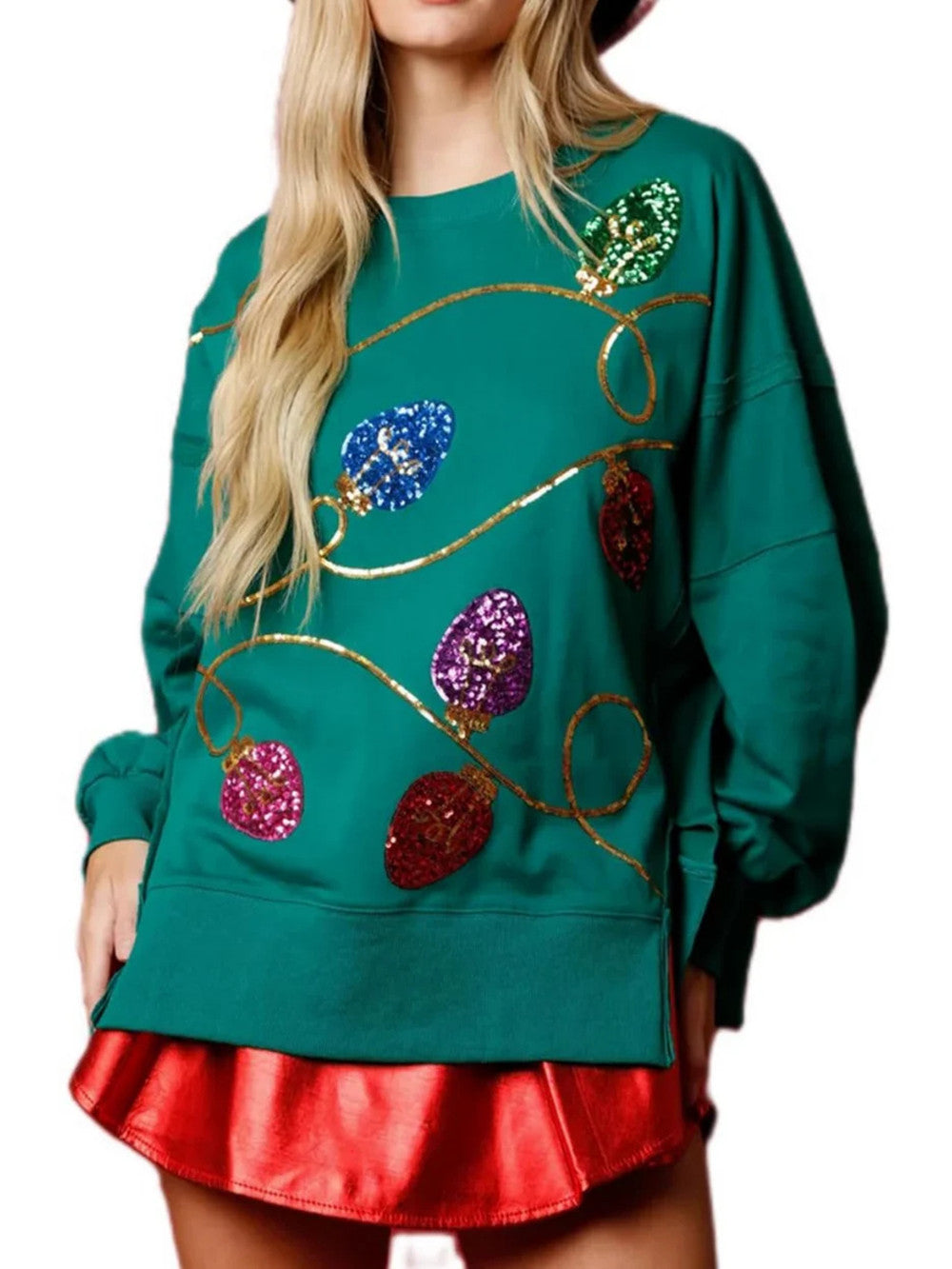 Women's Christmas Light Sequin Sweatshirt