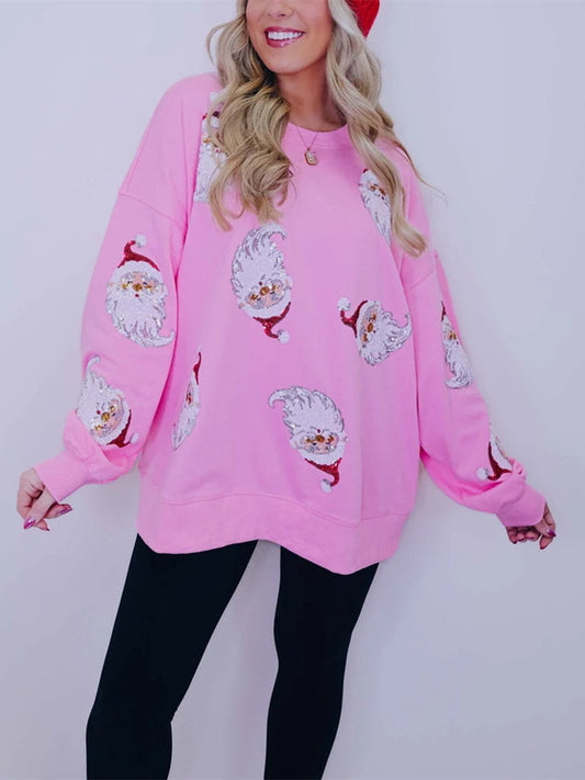 Women's Santa Sequin Patch Sweatshirt