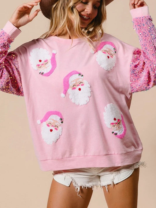 Women's Sequine Santa Christmas Sweatshirt
