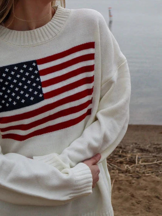 Women's Patriotic Flag Knit Sweater