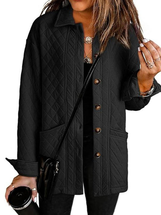 Women's  Casual Button Down Long Sleeve Quilted Jackets