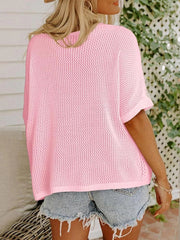 Women's Floral Short Sleeve Crocheted Cover-Up