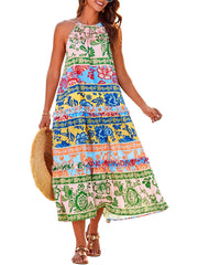 Women's Halter Neck Floral Print Vacation Dress