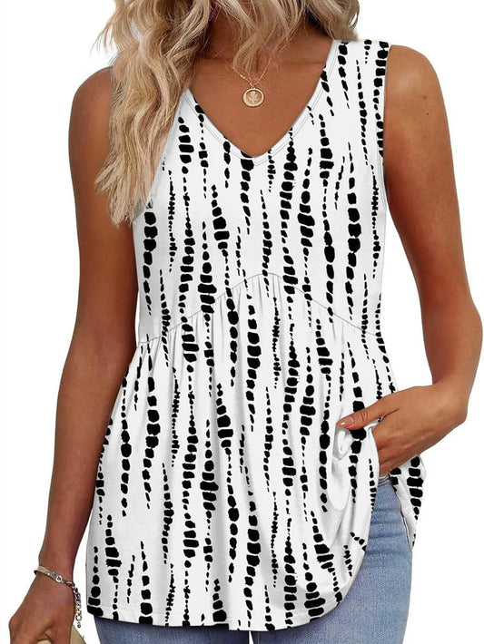 Women's V Neck Printed Tank Top