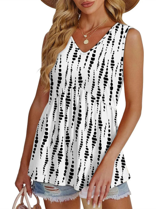 Women's V Neck Printed Tank Top