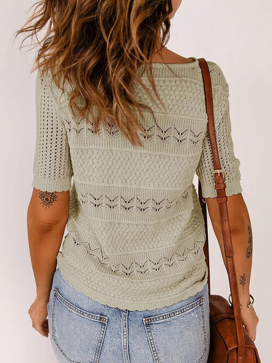 Women's Short Sleeve Lightweight Knit Tops