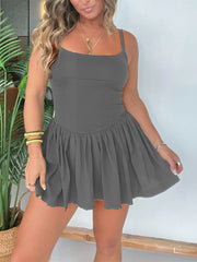 Women's Tennis Workout Romper Dress with Built in Shorts
