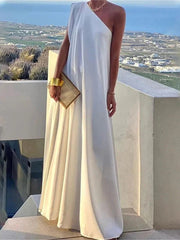 Women's Elegant Asymmetrical One Shoulder Maxi Dress