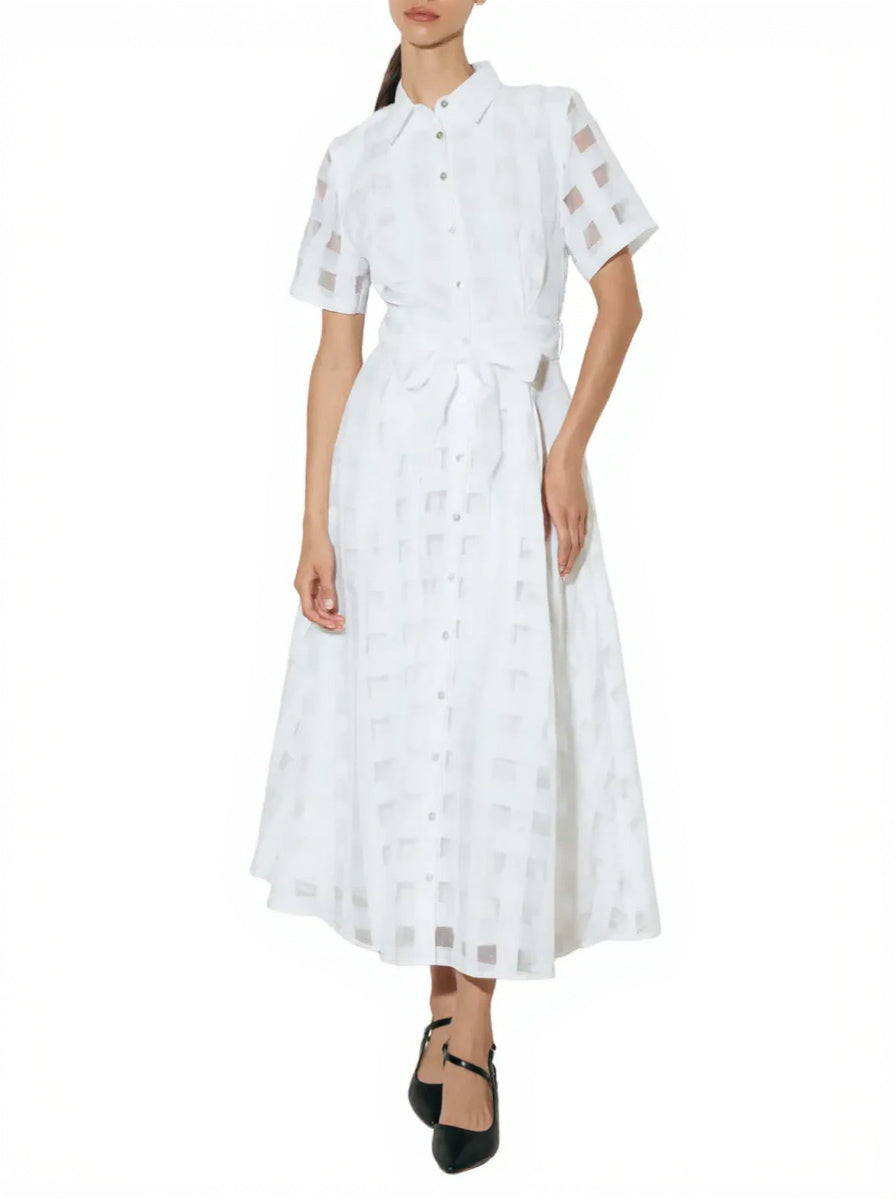 Women's Button Down Organza Maxi Shirt Dress