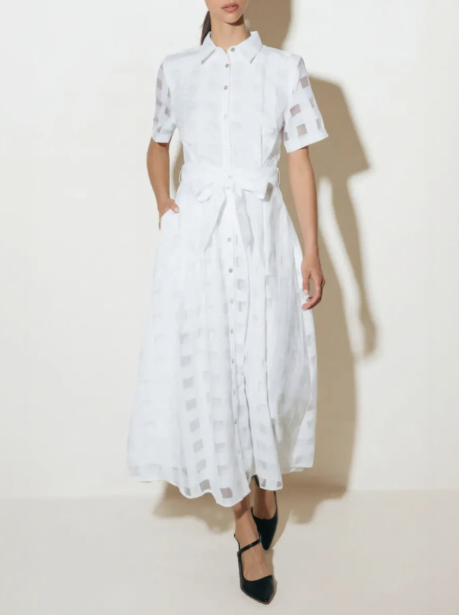 Women's Button Down Organza Maxi Shirt Dress