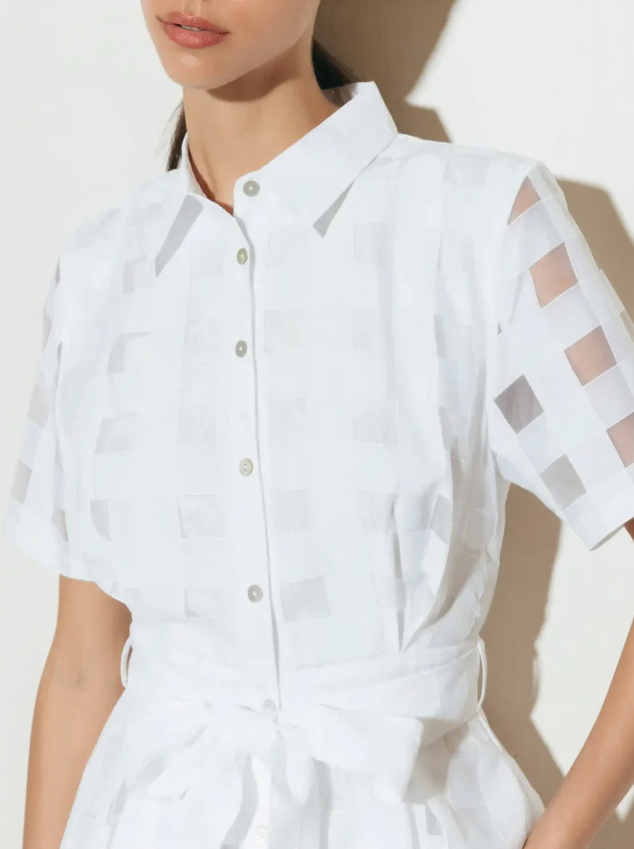 Women's Button Down Organza Maxi Shirt Dress