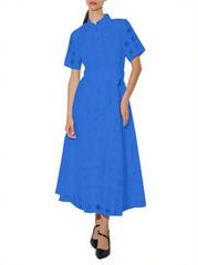 Women's Button Down Organza Maxi Shirt Dress