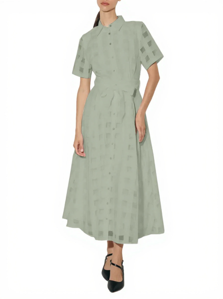 Women's Button Down Organza Maxi Shirt Dress