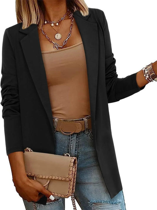 Women's Casual Lightweight Lapel Long Sleeve Blazer Coat