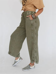 Women's Acid Washed Faded Wide Leg Pants