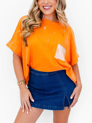 Women's Mineral Wash Sparkle Pocket Boxy T-shirts