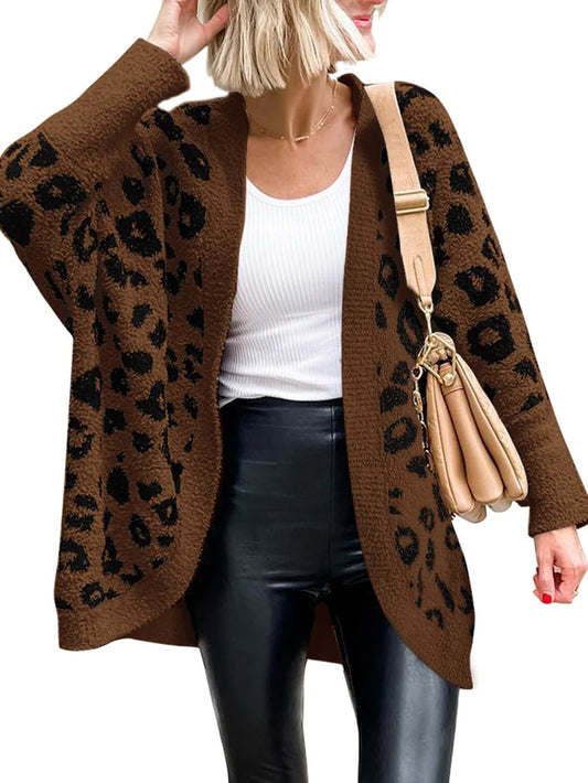 Women's Leopard Print Long Sleeve Cardigan Jacket