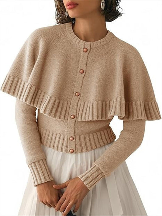 Women's  Long Sleeve Fall Knit Cape Sweaters