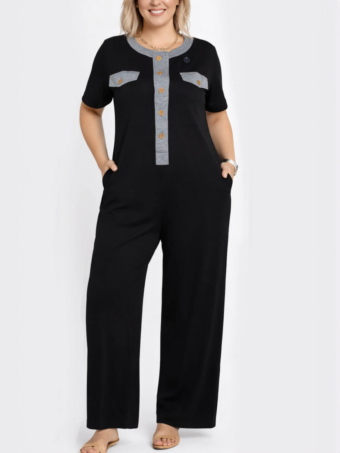 Women's Contrast Color Cozy Jumpsuit