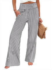 Women's High Waisted Striped Palazzo Pants