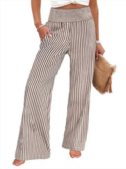 Women's High Waisted Striped Palazzo Pants