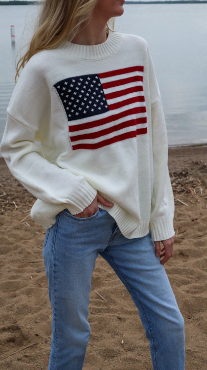 Women's Patriotic Flag Knit Sweater