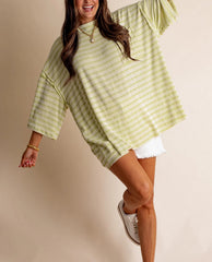 Women's Oversized High Neck Urban Ribbed Striped Top