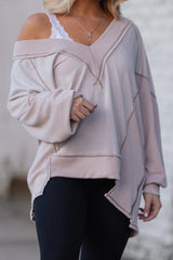 Women's V-Neck Loose Long Sleeve Top