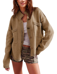 Wommen's Button Down Knit Sweater Cardigan