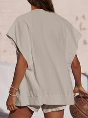 Sleeveless Oversized Casual Zip Sweatshirt with Pockets