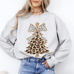 Leopard Print Christmas Tree Crewneck Sweatshirt