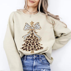 Leopard Print Christmas Tree Crewneck Sweatshirt