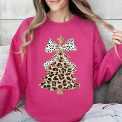 Leopard Print Christmas Tree Crewneck Sweatshirt
