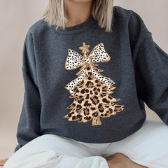 Leopard Print Christmas Tree Crewneck Sweatshirt