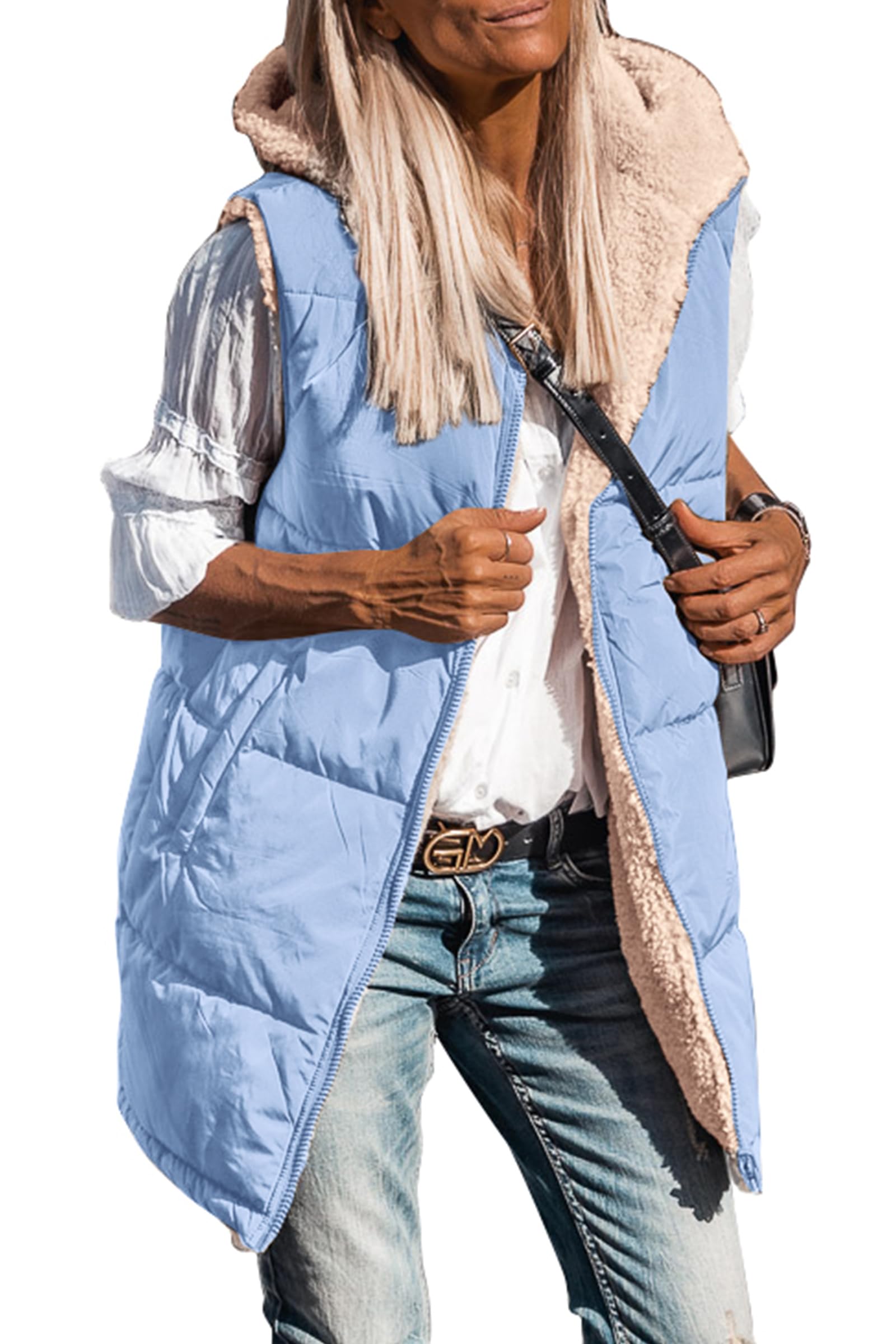 Women's Reversible Fleece Hooded Vests