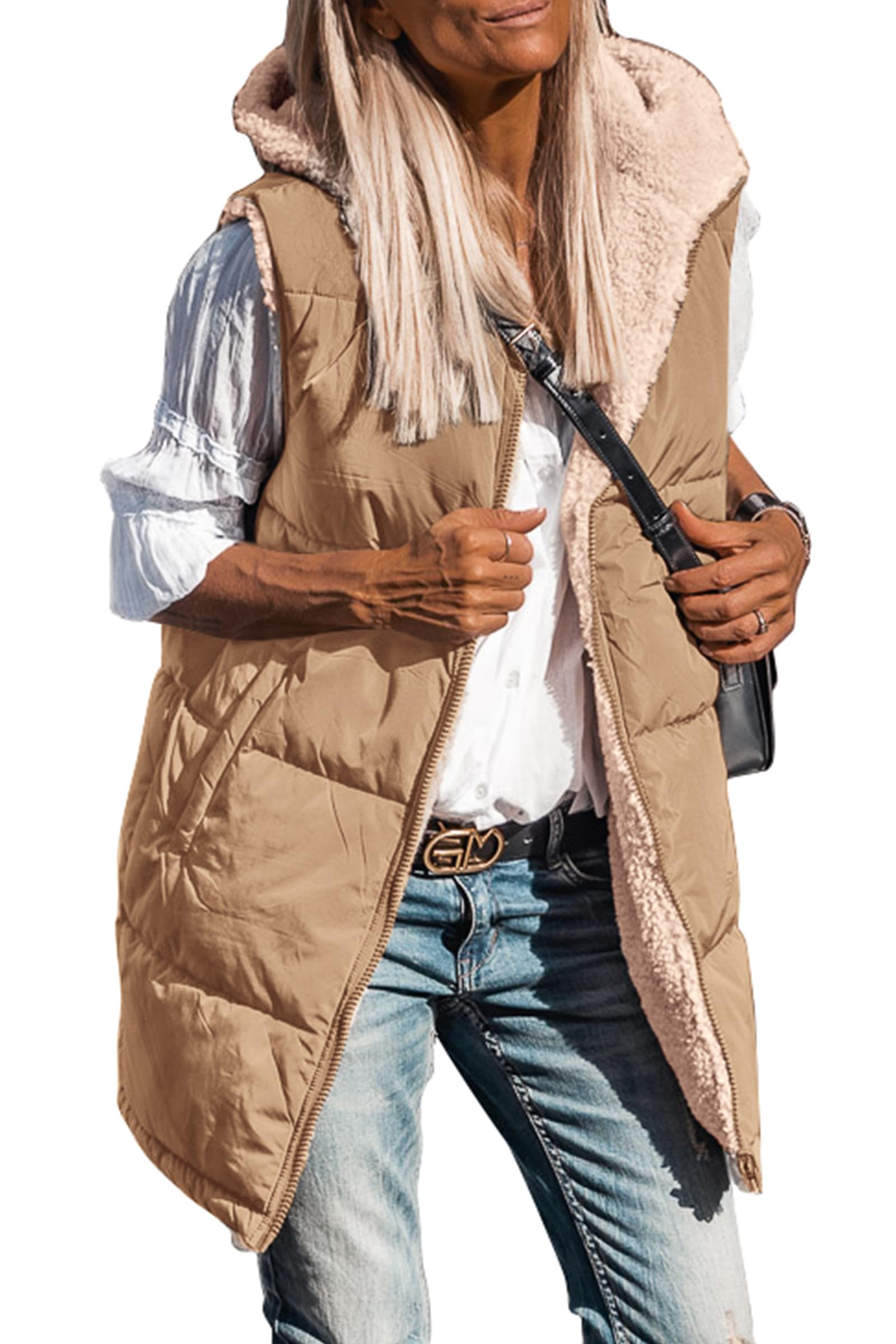 Women's Reversible Fleece Hooded Vests