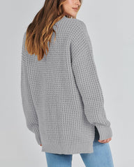Women's Waffle Side Slit Knit Sweater