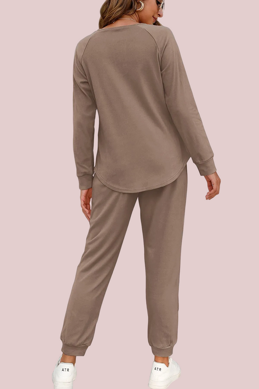 Women's Casual Button Sports Two-Piece Suit with Pockets