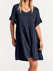 Casual Ruffle A-Line Flowy Mini Beach Dress