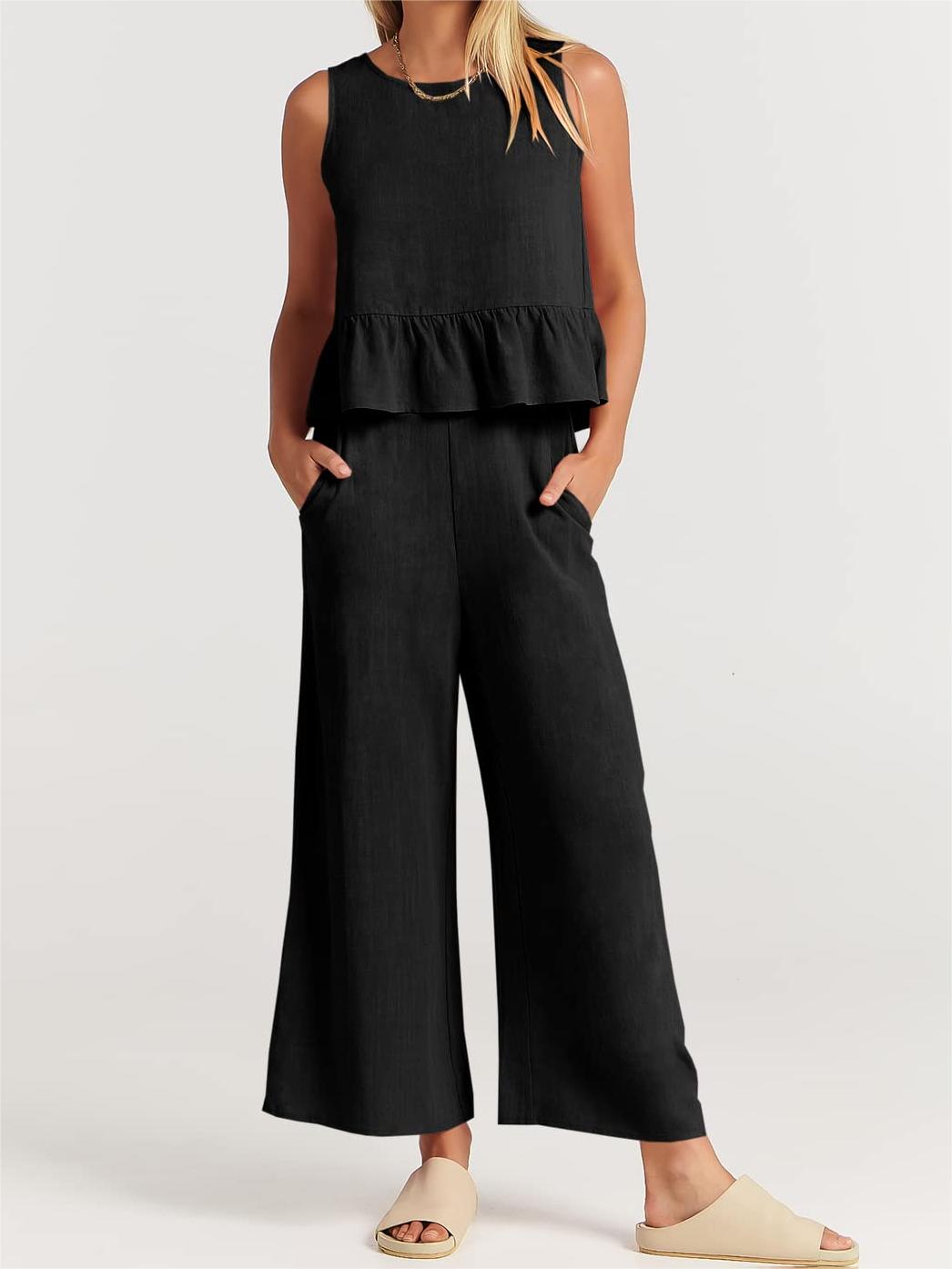Women's Summer 2 Pieces Outfits - Lounge Set with Pockets