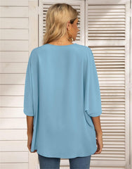 Summer New Women's Bat Sleeve V-neck T-shirt