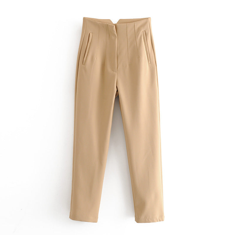 Multi-line Temperament High Waist Trousers