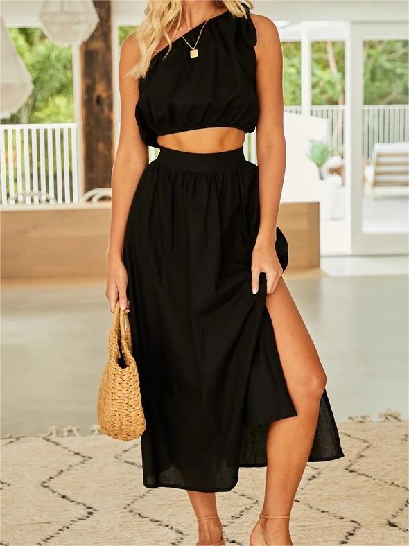 Women's Tie Knot One Shoulder Tank Top Outfits