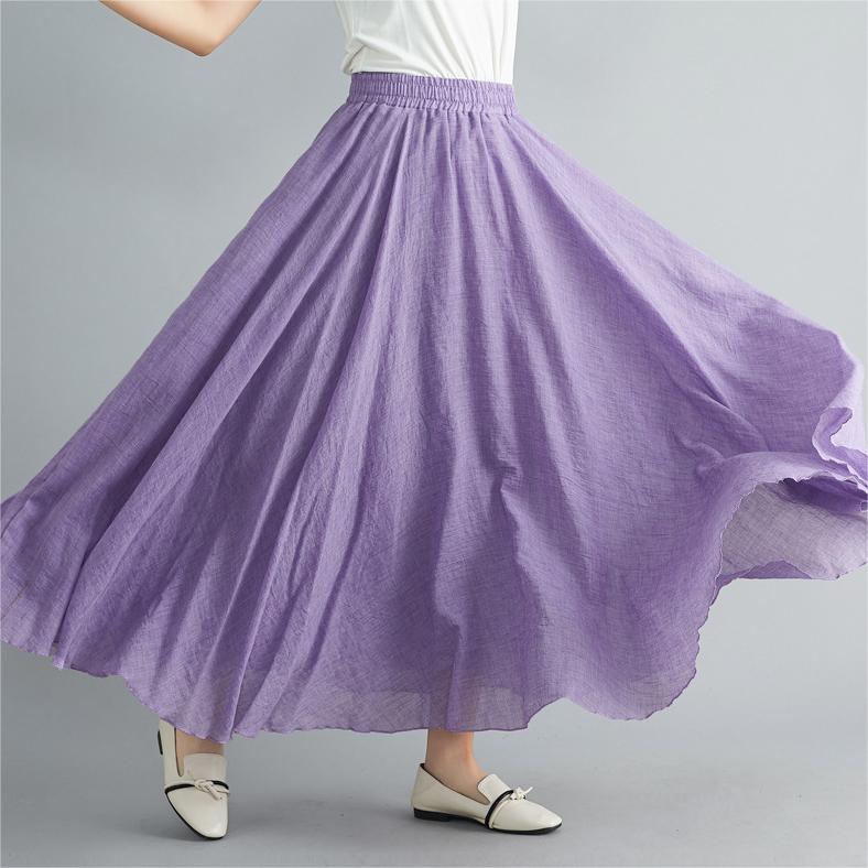 SOLID COLOR NATIONAL STYLE COTTON LINEN SKIRT