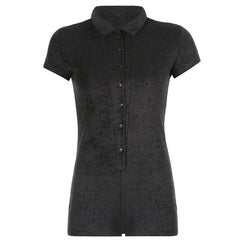 Women's Collar Button Front Short Sleeve One Piece Romper