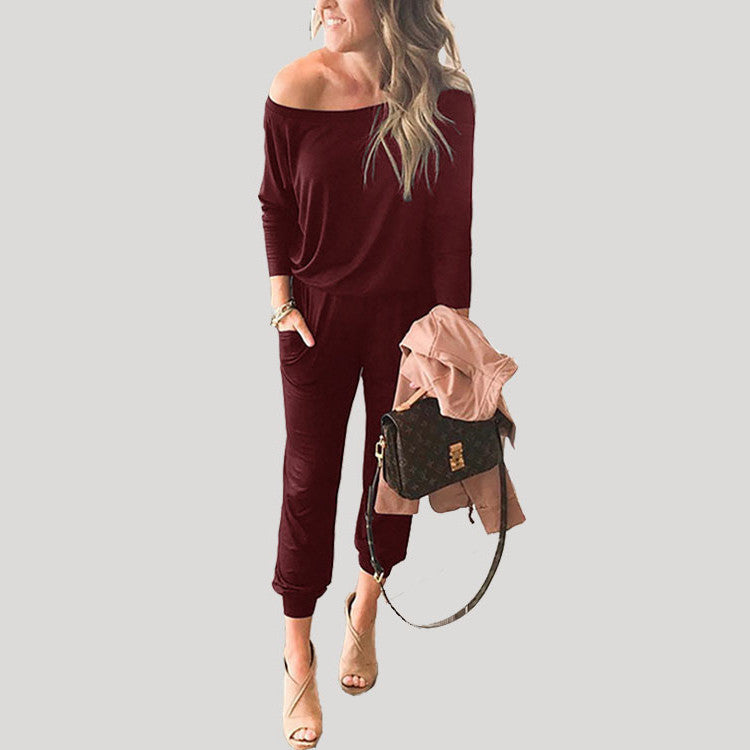 Women's One Off Shoulder Elastic Waist Stretchy Romper